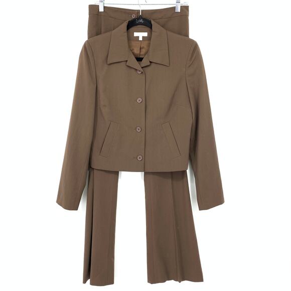 Kookai Pant Suit Set Womens Sz 38/40 US M Brown Straight Leg Pants + Crop Jacket - Picture 1 of 13